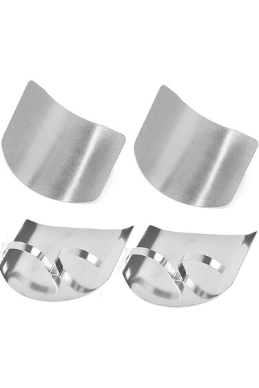 Youerte Stainless Steel Finger Guard, 2 PCS Finger Guard for Cutting Vegetables, Kitchen Safe Slici