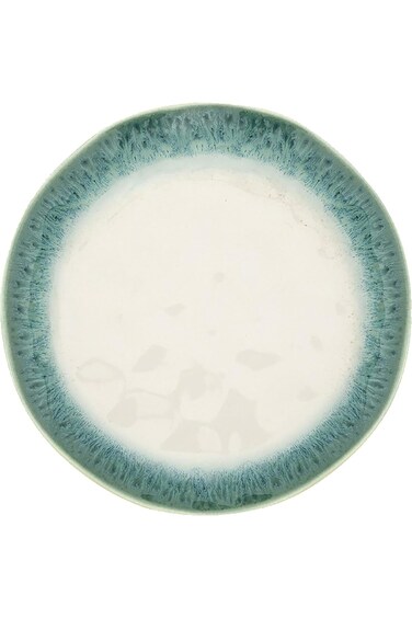 Easy Life Round Dinner Plate Teal and White 26cm