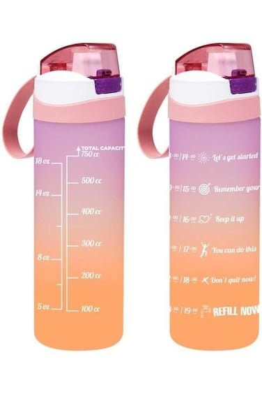 Herevin 750ml Two-Tone Decorated Leakproof Motivational Water Bottle - High-Quality and Portable Sp