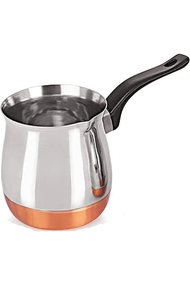 Home Stainless Steel Coffee Pot Stovetop Coffee Warmer Butter Milk Frothe 250 ML, Silver with coppe