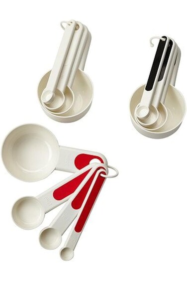 IKEA STAM - Set of 4 measuring cups, red, white/black