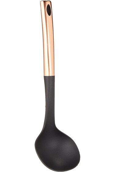 Raj Copper Handle Nylon Serving Ladles, Black, 14 inch, VCS067, Deep Ladle Soup, Milk Ladle, Curry