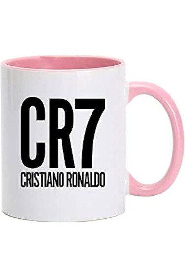 كوب قهوة كريستيانو رونالدو بمقبض وردي من MEC سعة 11 أونصة، كوب شاي CR7 هدية له