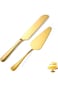 Oasisgalore Golden Wedding Cake Cutting Set, stainless steel cake cutting set, elegant knife and sh
