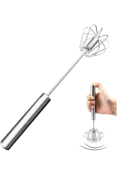 Stainless Steel Hand Push Whisk Semi-Automatic Egg Beater Multipurpose Rotating Whisk for Beating S