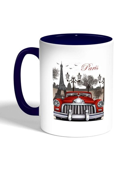 كوب قهوة مطبوع عليه صورة باريس من ديكالاك، لون أزرق