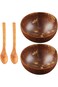 Paporich 2 Sets Coconut Bowl &amp; Wooden Spoons Set, Eco Friendly Kitchen Decor, Acai/Smoothie Bowls S