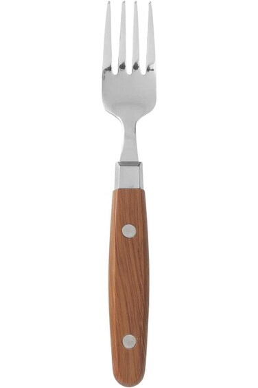 Hema Stainless Steel Cake Fork with Plastic Wood Handle, 16 cm Length, Brown