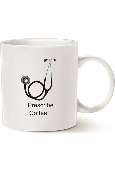 MAUAG Funny Doctor Coffee Mug, I Prescribe Coffee Best Dr Gifts Ceramic Cup White, 11 Oz