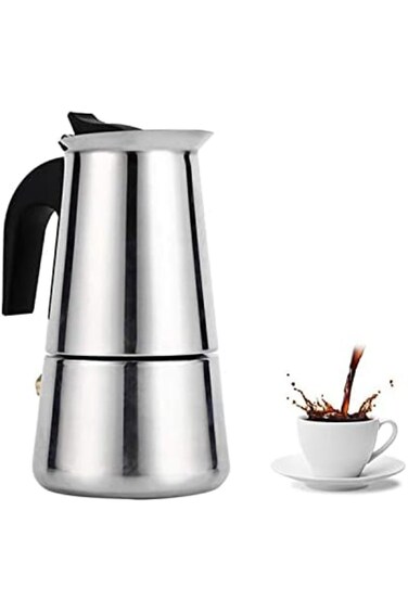200ml Stainless Steel Mocha Coffee Pot Kettle Stove Top Espresso Make Pot, Sliver