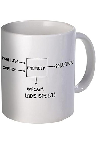 هل ستدعوني مهندسًا لحل مشكلة أو سخرية أو آثار جانبية؟ كوب قهوة مضحك سعة 11 أونصة