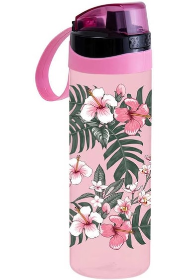 Herevin 750ml Poly-Carbonate Sports Bottle Food-Grade Water Bottle - Pink Hibiscus Flower Design
