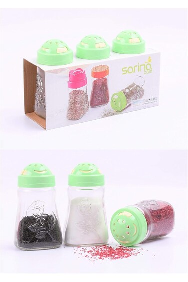 مجموعة علب الملح والفلفل الزجاجية من هوم كونسبت، 370 مل، مكونة من 3 قطع