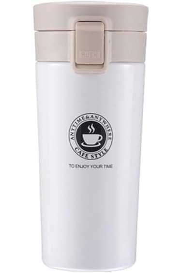 MOTIM Stainless Steel Insulated Travel Coffee Mug Water Bottle White 18.5x8x8cm