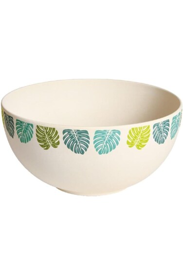 Parfait Leaf Print Bamboo Fibre Round Salad Bowl Multicolor 24 x 12cm DS21031BF