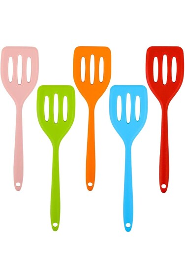 مجموعة من 5 قطع من ملاعق التقليب الصغيرة المصنوعة من السيليكون من أزوني، مقاومة للحرارة العالية، ملعقة التقليب المصنوعة من السيليكون
