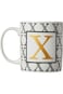 كوب شاي وقهوة من البورسلين مطبوع عليه حرف X ضحل، Bd-Mug-X