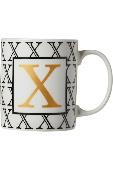كوب شاي وقهوة من البورسلين مطبوع عليه حرف X ضحل، Bd-Mug-X