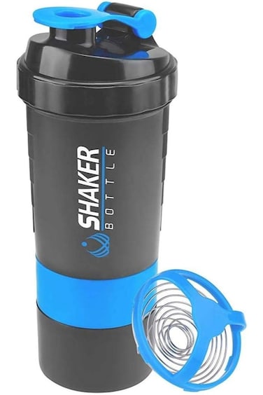 SHIKER Protein Shaker Bottle with 3-Layer Twist and Lock Storage, 100% BPA-Free Leak Proof Fitness
