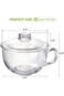 Foyofly Glass Cereal Bowl Glass Soup Bowl with Handle, Clear Small Bowls with Glass Lid Oatmeal Bre