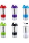 ALCOACH Shaker Bottle Protein spider Bottles with Storage and Mix Ball, 16OZ Sports Water Bottle wi