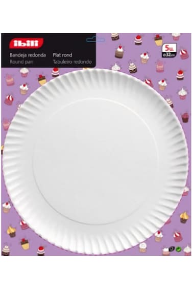 طقم أطباق إيبيلي دائري، ورق، أبيض، 27 سم