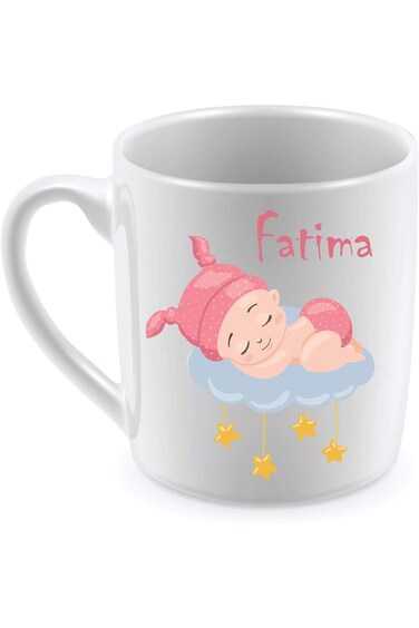 Ceramic Mug for Tea and Coffee with Sleep Girl Design Fatima Name