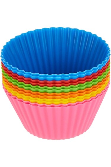 12pcs/lot 7cm Muffin Cupcake Mould Colorful Round Shape Silicone Cupcake Mould Bakeware Maker Mold