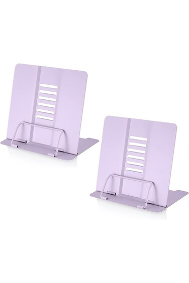 2 Pack Book Stand Holder, Metal Folding Reading Book Holder with Cookbook Holder for Music Books,Te