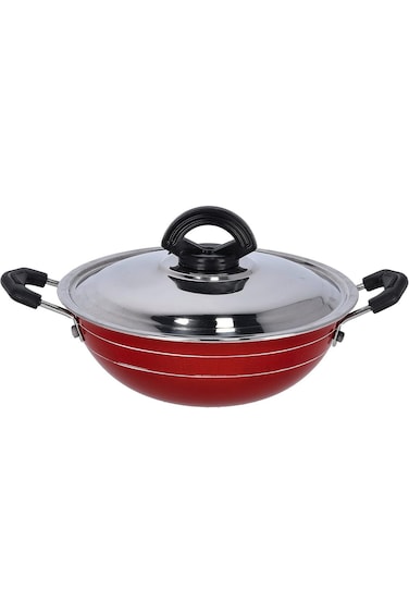 Royalford 18cm Non Stick Mini Kadai With Stainless Steel Lid, Multi, RF10005