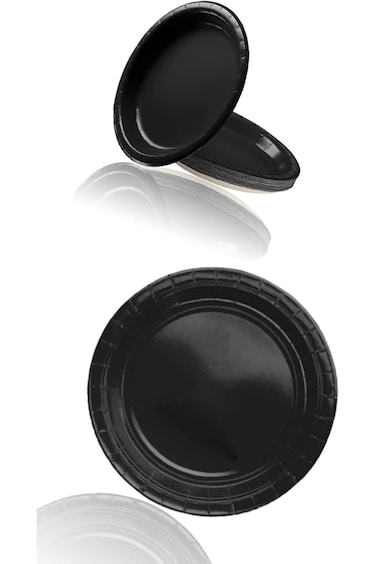 Honwor&reg; Black 9inch Party Paper Plates, 16 pcs for Halloween, Birthdays, Weddings, Retirement Parti