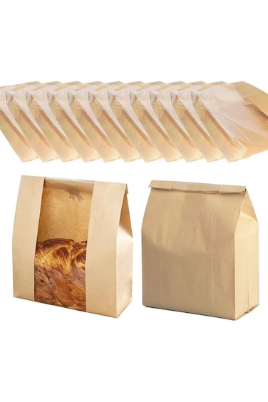 أكياس خبز من بابوريش، 50 قطعة، للخبز المنزلي مع ورق العجين المخمر وشريط سلكي للإغلاق