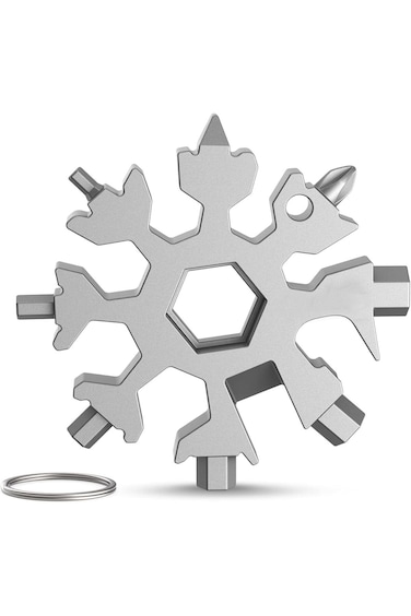 SO-OK Men's &amp; Women's 18 in 1 Stainless Steel Multifunctional Snowflake Bottle Opener/Bicycle Wrenc