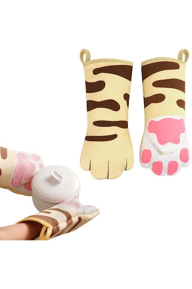 قفازات فرن ALMEKAQUZ، عبوة من قطعتين للخبز، بتصميم مخلب قطة، مقاومة للحرارة