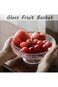 وعاء فاكهة زجاجي من Qiccijoo، سلة فاكهة لطاولة المطبخ، وعاء سلطة شفاف، قاعدة مزخرفة، فيونكة