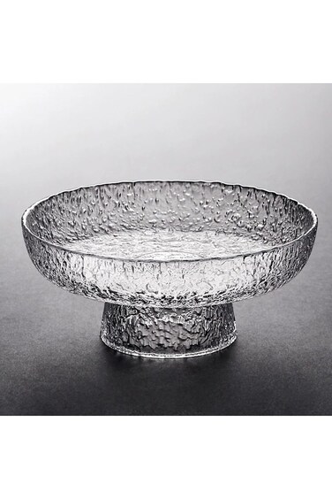 وعاء فاكهة زجاجي من Qiccijoo، سلة فاكهة لطاولة المطبخ، وعاء سلطة شفاف، قاعدة مزخرفة، فيونكة