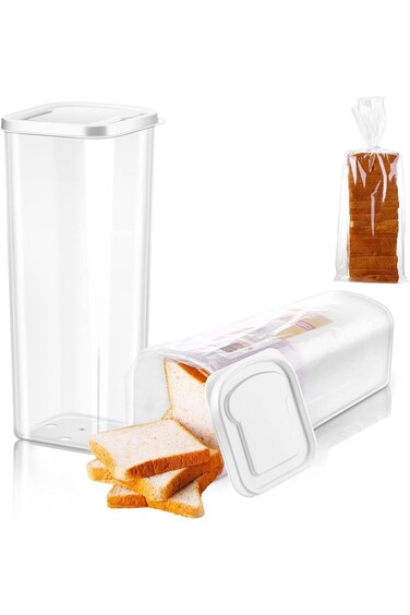 Bread Container (2 Pack) Bread Loaf Container, Bread Storage Container, Clear Sandwich Bread Contai