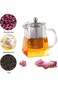AZSCYN 950ML/32OZ Square Glass Teapot with Heat Resistant Stainless Steel Infuser Perfect for Tea a