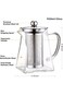 AZSCYN 950ML/32OZ Square Glass Teapot with Heat Resistant Stainless Steel Infuser Perfect for Tea a