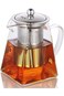 AZSCYN 950ML/32OZ Square Glass Teapot with Heat Resistant Stainless Steel Infuser Perfect for Tea a