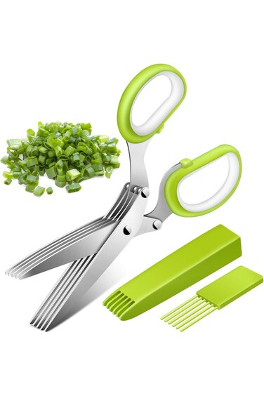 مقص أعشاب سينبوس، مقص مطبخ متعدد الأغراض بخمس شفرات مع غطاء أمان و