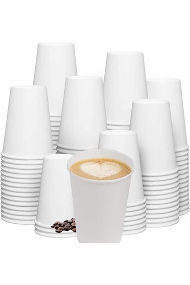 أكواب ورقية بيضاء قابلة للتحلل الحيوي من خزنة، للاستخدام مرة واحدة للقهوة/الشاي/الماء، للاستخدام المنزلي أو الحفلات أو العمل، أو للمواليد الجدد
