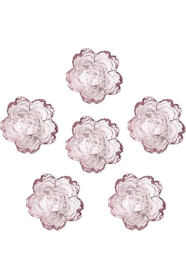 Yalucky Pink Cherry Blossom Small Glass Bowl Dipping Bowls Mini Crystal Tea Bag Holder Soy Sauce Sn