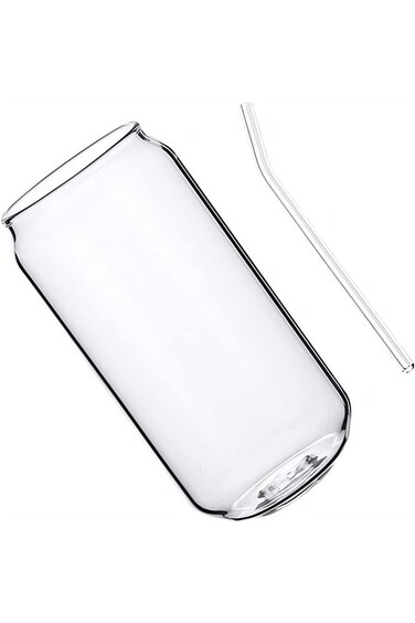 علب زجاجية من أزوني، أكواب زجاجية على شكل علب، كوب ماء شفاف، كوب عصير، أكواب شرب