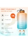 Large Water Bottle 3.78L /1Gallon BPA Free Leakproof, Water Jug with Straw &amp; Handel &amp; Time Marker,