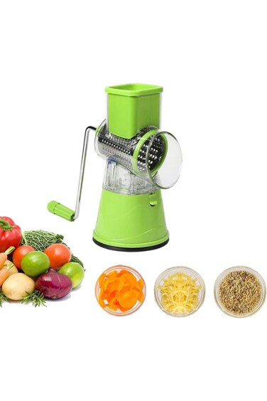 D LC Manual Rotary Cheese Grater - Round Mandoline Slicer with Strong Suction Base, Vegetable Slice