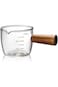 SWIUKPHE Single Spout Espresso Coffee Shot Glass with Wood Handle Measuring Cup Triple Pitcher Milk