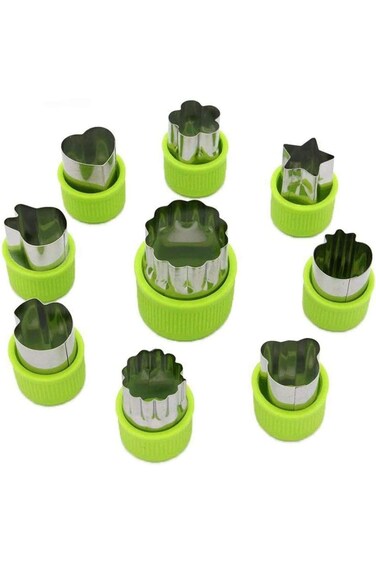 Vegetable Cutter Shapes Set (9 Piece) - Mini Cookie Cutters, Vegetable Shape Cutters for Kids, Bent