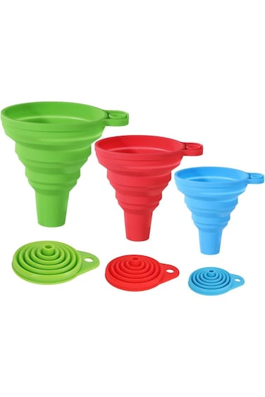 ECVV Kitchen Funnel Set, Foldable Silicone Collapsible Funnels Wide Mouth for Filling Bottles Canni