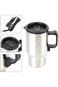 كوب تسخين كهربائي للسفر، 450 مل من الفولاذ المقاوم للصدأ - كوب تسخين للسيارة 12 فولت، كوب شاي وقهوة